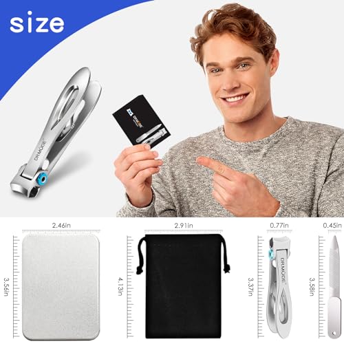 Nail Clippers - DRMODE Large Toe Nail Clippers for Thick Nails with 16mm Wide Jaw Opening, Sharp Curved Blade Fingernail Clippers Heavy Duty Nail Cutter Trimmer for Men Seniors with Nail File