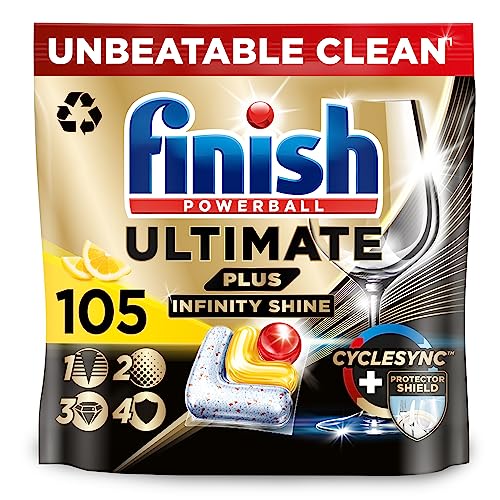 Finish Ultimate Plus Infinity Shine Dishwasher Tablets Bulk, Scent: Lemon , Size: Total 105 Dishwasher Tabs ,For Unbeatable* Clean and Diamond Shine