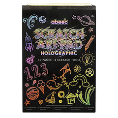 abeec Scratch Art Pads Holographic - Scratch Art For Kids - Scratch Art Paper Scratch Book - Arts And Crafts For Kids - Scratch Art Party Bag Fillers - Holographic Scratch Paper