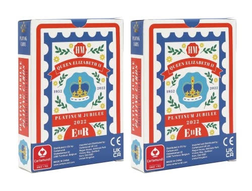 Royal Flush Queen's Commemorative Playing Cards - Twin Deck of Platinum Jubilee 2022 Poker Cards, Superior Cartamundi Linen Finish, Easy To Shuffle & Durable, Limited Edition