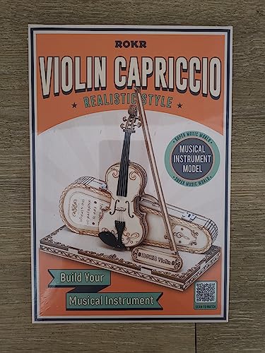 ROKR 3D Wooden Puzzles Violin Capriccio Craft Model Kits for Adults to Build Musical Instruments Birthday Gift for Family and Friends 62 Pieces, Violin Capriccio