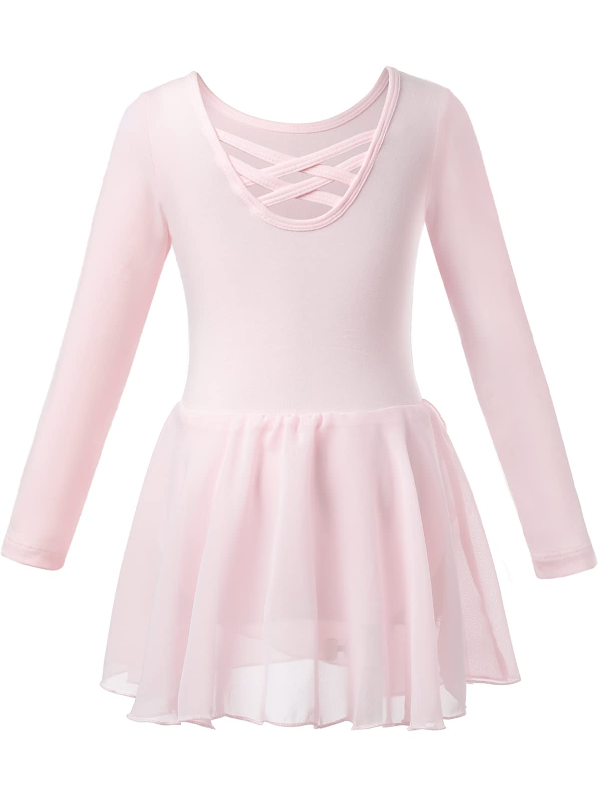 PLIKSUVER Girls Ballet Dress Short Sleeve Ballet Outfit Gymnastics Dance Leotard with Chiffon Skirt