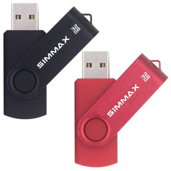 SIMMAX 32GB USB Flash Drives 2 Pack 32GB Memory Stick Swivel Design Thumb Drive USB Stick (32GB Black Red)