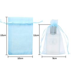 Leeyunbee 100PCS 10 x 15 cm Light Blue Organza Bags, Organza Gift Bags, Organza Jewelry Pouches Candy Bags Wedding Favour Bags with Drawstring Used for Wedding, Birthday, Christmas, Anniversary