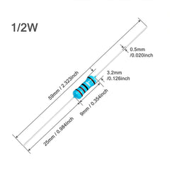 UMTMedia® 30pcs 5.6 ohm Ω - 1/2W Watt Metal Film Resistors 0.5 ±1% for Electronic, Arduino, or Raspberry PI Projects. Many Values Available