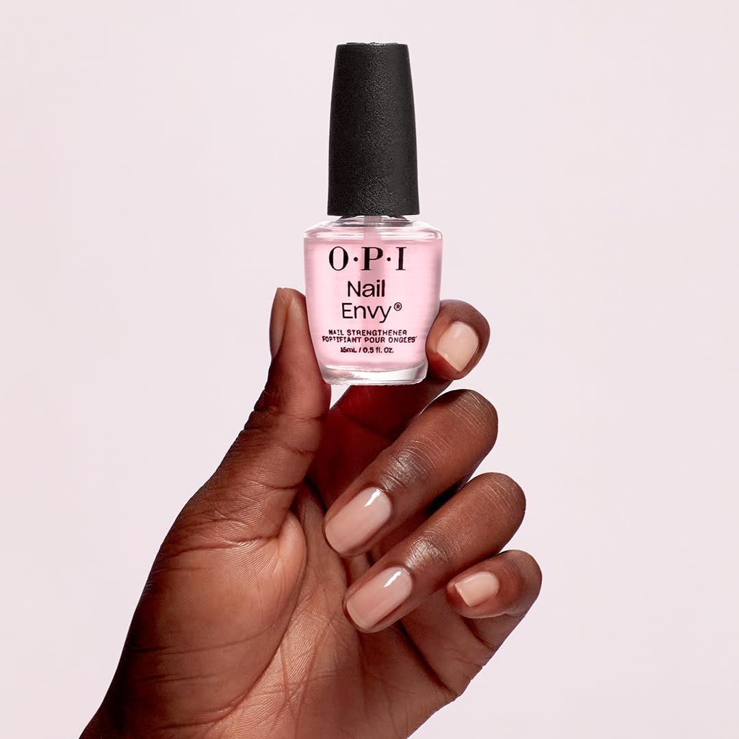 OPI Nail Envy Nail Polish, Strong Nail Strengthener Treatment For Strong Nails, Vegan Nail Repair and Strenght for Damaged Nails, Pink Nail Polish Pink To Envy 15ml