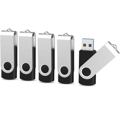 16GB USB 3.0 Flash Drive 5 Pack, KOOTION USB 3.0 Memory Stick with LED Indicator Swivel Thumb Drives Bulk U Disk 16GB Pendrive Jump Drive Zip Drive for Data Storage (16GB, 5 Pack, Black)