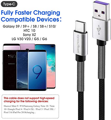 CyvenSmart 3 Pack 2M USB C Cable, 2 Metres Long Type C Fast Charging Cable USB A 2.0 to USB C Compatible with Samsung Galaxy S10 S9 S8 Plus Note 9 8,LG V50 V40 G8 G7 Thinq, Moto Z