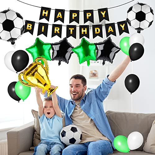 Football Balloon 12 Birthday Decoration Green 12th Birthday Decoration Boys Happy Birthday Garland Deco Balloons for Kids Boy Birthday Party Football Deco (12th)