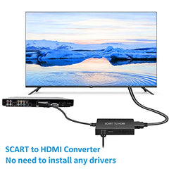 uhddadi Scart to HDMI Converter with HDMI Cable, Full HD 720P/1080P Switch Video Audio Converter for HDTV Monitor Projector STB VHS Xbox PS3 Sky Blu-ray DVD Player