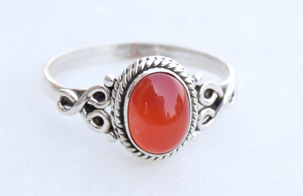 Carnelian Stone Ring 925 Sterling Silver Statement Ring For Women Size UK T Natural Gemstone Ring Handmade Ring Christmas Gifts Ring Jewelry