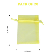 SUSNUAN Yellow Organza Gift Bags 20Pcs, 7x9cm Organza Bags Small Jewellery Pouches Wedding Favours Bags for Wedding, Anniversary, Christmas, Baby Shower, Birthday Party Drawstring Gift Bags