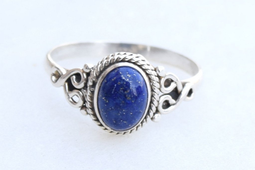 Lapis Lazuli Stone Ring 925 Sterling Silver Statement Ring For Women Size UK M Natural Gemstone Ring Handmade Ring Christmas Gifts Ring Jewelry