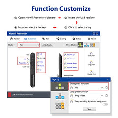 NORWII N27 Red Laser Pointer Presentation Clicker 100M, 2.4GHz Hyperlink Volume Wireless Presenter Remote PowerPoint Clicker for Presentation Computer Laptop Mac