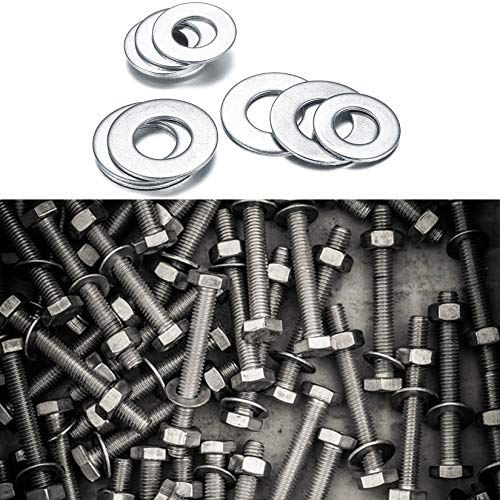 360PCS Flat Washers, Stainless Steel Silver Round Metric Flat Washers M2 M2.5 M3 M4 M5 M6 M8 M10 for Home Decoration Factories Repair Construction