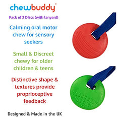 Sensory Direct Chewbuddy Disc - Purple Twin Pack, Sensory Fidget Toy, Chew or Teething Aid   for Kids. Adults, Autism, ADHD, ASD, SPD, Oral Motor or Anxiety Needs