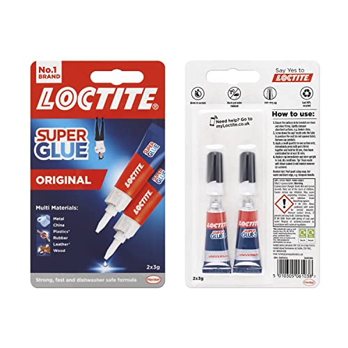 Loctite Universal, Strong All Purpose Super Glue for Repairs, Clear Glue Liquid for Various Materials, Easy to Use Instant Super Glue, 2 x 3g