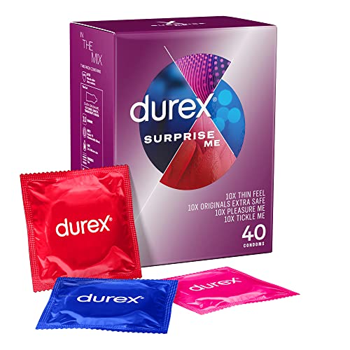 Durex Surprise Me Condoms, 40s, Variety Pack, Thin Feel, Originals Extra Safe, Pleasure Me, Tickle Me, Easy On Shape, Teat Ended