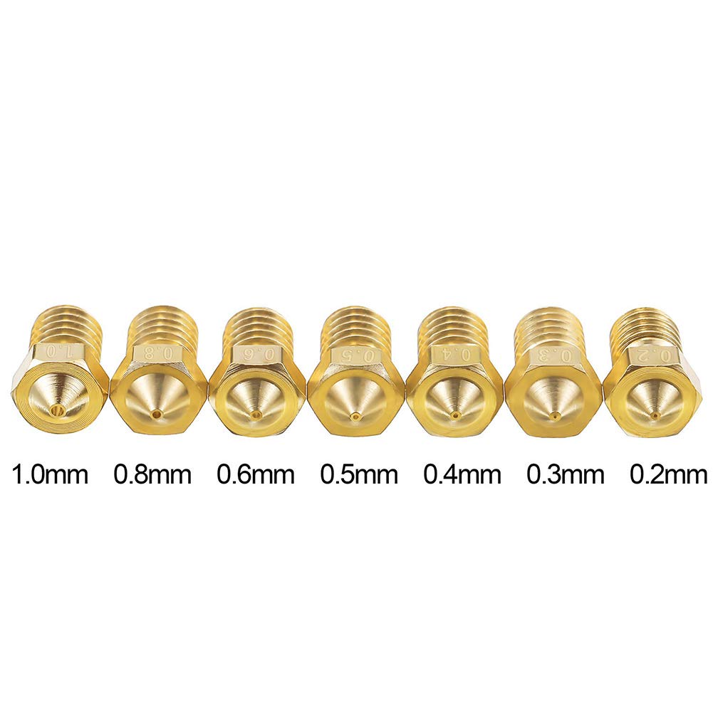 KeeYees 20pcs Brass Nozzle 0.2mm 0.3mm 0.4mm 0.5mm 0.6mm 0.8mm 1.0mm for 1.75mm Filament 3D Printer Extruder Hotend