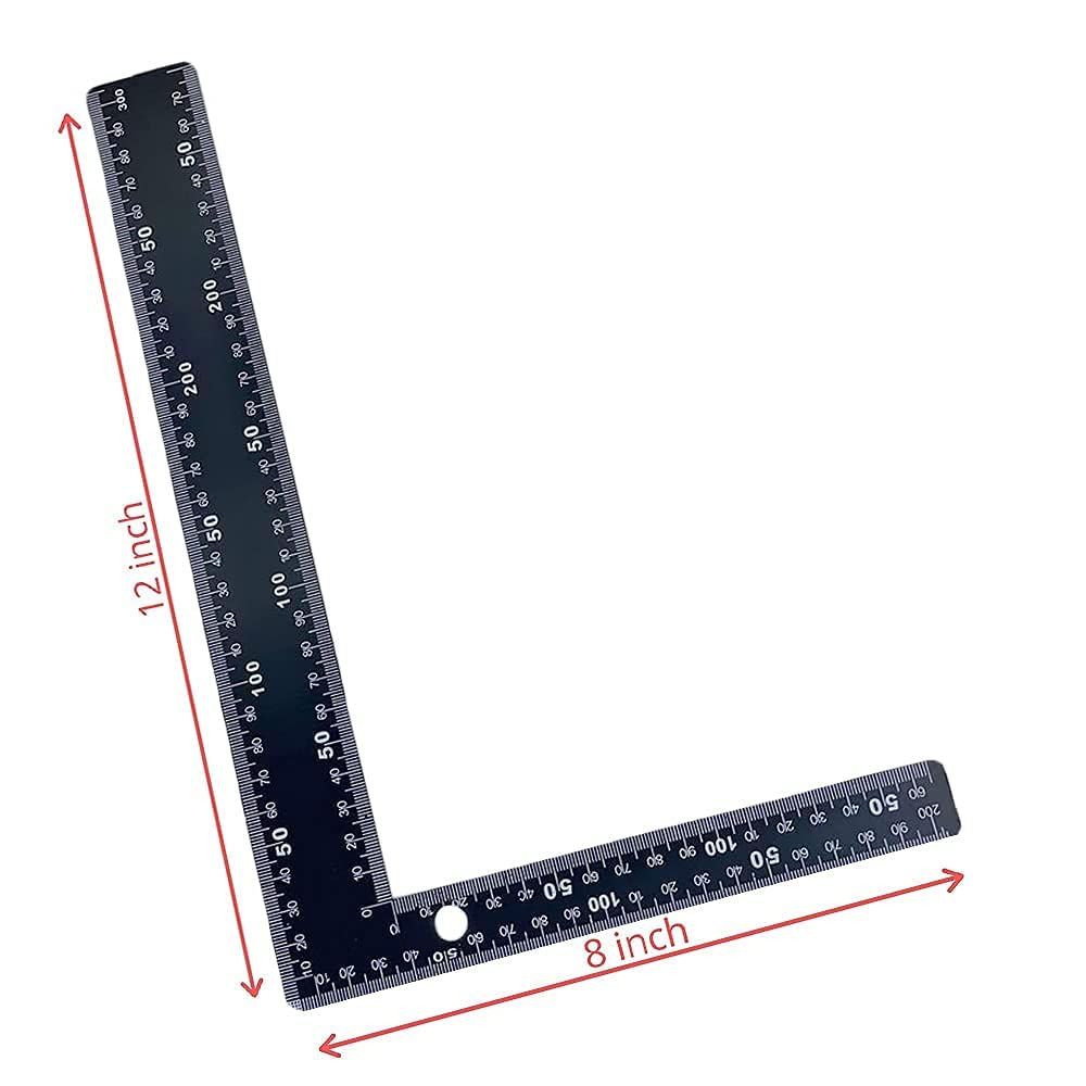 20 X 30CM STEEL TRI FRAMING SET SQUARE RIGHT ANGLE STRAIGHT EDGE L RULER 300MM S&S PRODUCTS