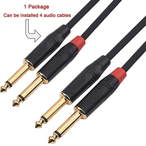 XMSJSIY 6.35 mm TS Audio Plug, 1/4 inch Mono Male Connector, Gold-Plated 6.3 TS Mic Plug for Guitar/Speaker/Microphone Cable etc (4 Pack)