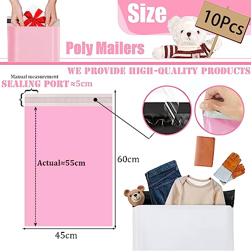 10pcs 45x60cm Pink Vinted Postage Bags Mailing Bags for Clothes,Mailing Poly Postal Self Seal Bags,Large Parcel Shipping Bags Strong Packaging Bags Delivery Bags Plastic Envelopes for Posting Clothes