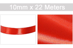 Red Satin Ribbon 10mm x 22 Meters, Solid Colour Fabric Ribbon for Gift Wrapping, Crafting, Balloon, Sewing Project, Hair Bows, Bridal Bouquet, Wedding Favours Decoration