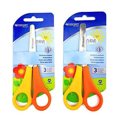 Westcott Children's Scissors - 5 inches/13cm - Left Handed - Yellow and Orange - Pack of 2 Pairs