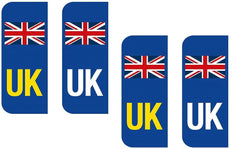 Rubigo UK Stickers For Car UK Number Plate Stickers 4 Pack Self Adhesive Vinyl Stickers For Europe - Weatherproof - Union Jack Replaces GB EU Flag BREXIT