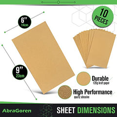 Pack of 10 Sand Paper Sheets - Mixed Grits, 3x Fine, 4x Medium, 3x Coarse - Assorted Sandpaper for Wood and Walls