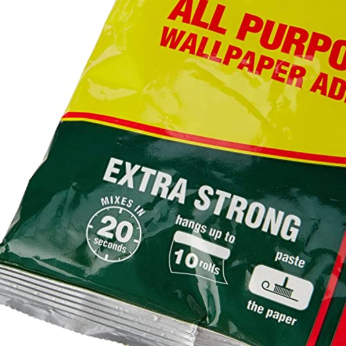 Solvite All Purpose Wallpaper Adhesive with Long-Lasting Results, Wallpaper Paste, Mixes in 20 Seconds, Hangs up to 10 Rolls, 1x185 g Sachet