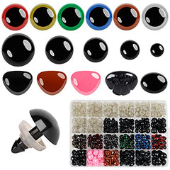 Buylorco 600pcs Plastic Safety Eyes and Noses for Amigurumi Crochet Crafts Dolls Stuffed Animals and Teddy Bear, Multiple Colors and Sizes (Ø 6~14mm)