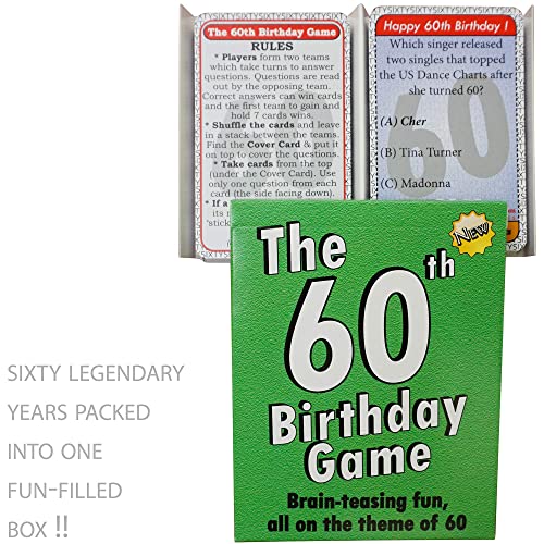 GoForItGames.com 60th Birthday Gifts for men and women. Make it a Happy 60th Birthday with this amusing little 60th party quiz game idea or icebreaker. Fun for everyone turning 60 years of age