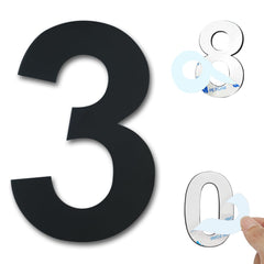 Ywonoby House Numbers, 6 Inch Door Numbers Large Self adhesive Stainless Steel Metal House Numbers Sticker for House Mailbox Address Street Apartment Hotel Courtyard - Black(3)