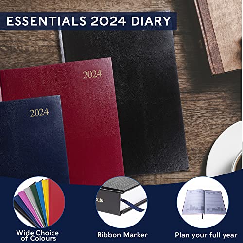 Collins Debden Collins Essential A5 Diary 2024 Daily Planner With Appointments - 2024 Page A Day Diary, Journal & Appointment Book 2024 - Business, Academic and Personal 2024 Planner (A5 Size, Black)