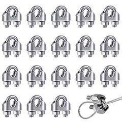 18 PCS Wire Rope Clip Cable Clamp M3 U Bolt Clamp Ø 3mm (1/8 inches) Sturdy 304 Stainless Steel U Bolt Saddle Fastener For Wire Rope Cable Garden Industry Gym