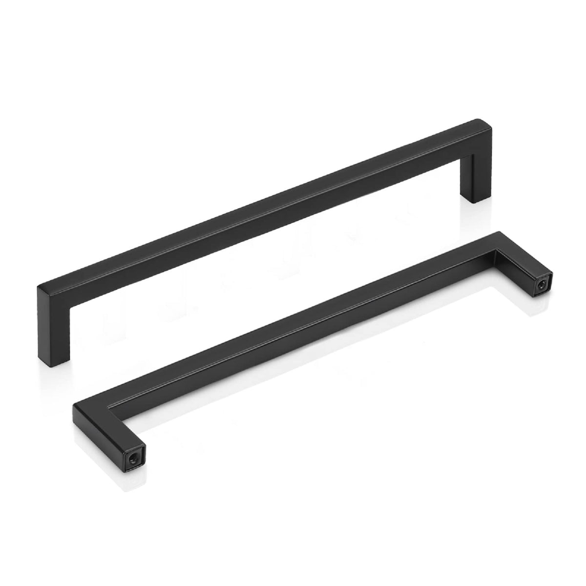 PinLin 30 Pack Kitchen Door Handles 192mm Hole Centre Black Cabinet Handles Stainless Steel Square Cupboard T Bar Handle