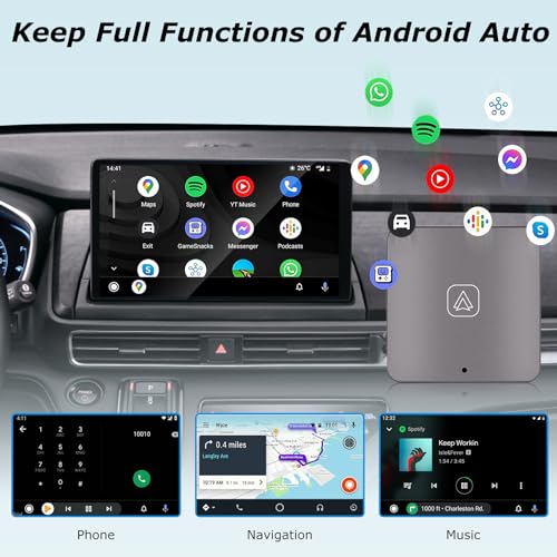 NHOPEEW Android Auto Wireless Adapter - Android Auto Wireless for Factory Wired Android Auto Cars - Plug & Play and Easy Use, Convert Wired to Wireless