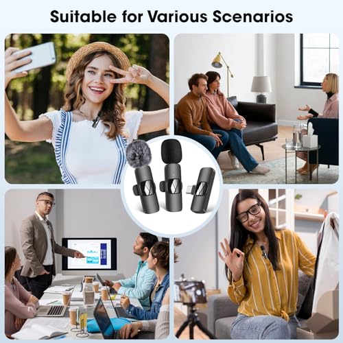 Wireless Lavalier Microphone for iPhone/Android Phone/Computer, USB C Lapel Microphone for Video Recording, Vlogging, TikTok, YouTube, Noise Reduction, Plug-Play Clip on Mic