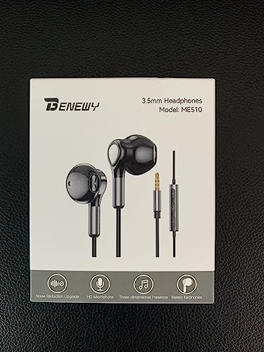 Headphones Wired, In-Ear Wired Earphones Earbuds, Half in Ear Headphones 3.5mm Jack, Wired Headphones with Microphone and Volume Control for iPhone, Samsung, Android, iPad,MP3,Most 3.5mm Audio Devices