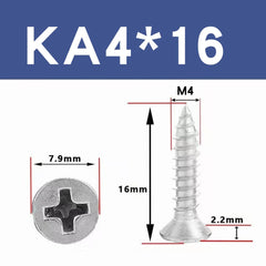 50 Pcs Self Tapping Screws, M4 x 16mm Multi Purpose Screws, 304 Stainless Steel, Phillips Flathead Screws for Wood, Drywall and Furniture