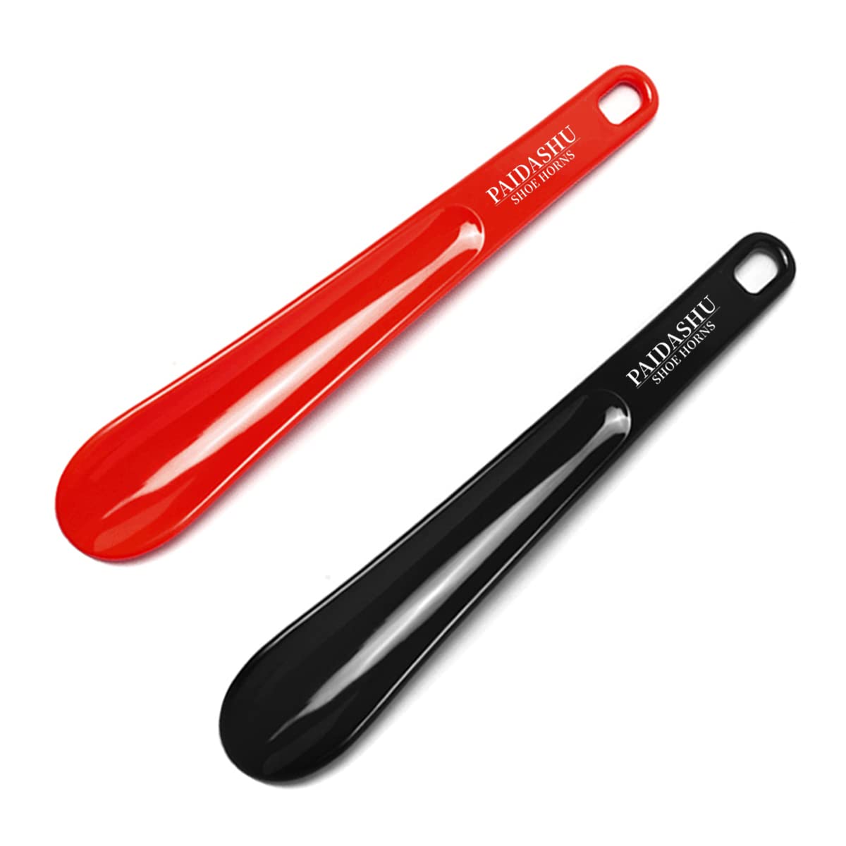 PAIDASHU Shoe Horn 2 Pcs Plastic Shoe Horn 10.2 inches/26cm, Smooth surface, with hanging holes, easy to carry.Fit for men, women, kids and seniors.