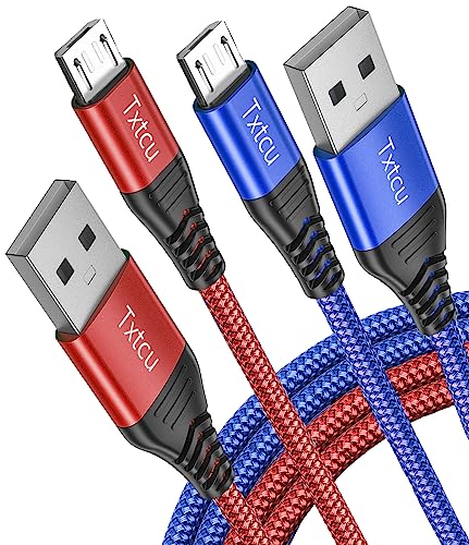 Txtcu Micro USB Cable 3m, 2Pack Long Micro USB Charger Cable Android Braided PS4 Controller Charging Cable Compatible for Samsung Galaxy S7/S5/J3/J5/J7,Huawei,HTC,LG,PS4,Kindle,Xbox,Nexus,Nokia