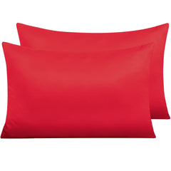 NTBAY 2 Pack Zippered Satin Pillow Cases for Hair and Skin, Luxury King Hidden Zipper Pillowcases Set of 2, 50x90 cm, Red