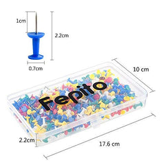 FEPITO 300 Pcs Drawing Push Pins Map Thumb Tacks Multi-Colored Pins for Cork Board Decorative Office