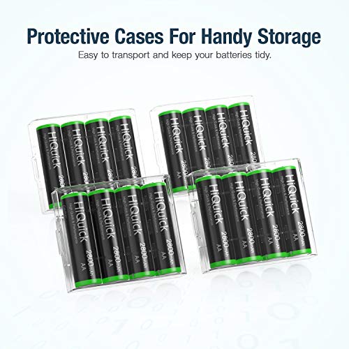 HiQuick 16Pcs 2800mAh NI-MH AA Rechargeable Batteries High Capacity 1.2V NI-MH Low Self Discharge Rechargeable Battery (Pack of 16)