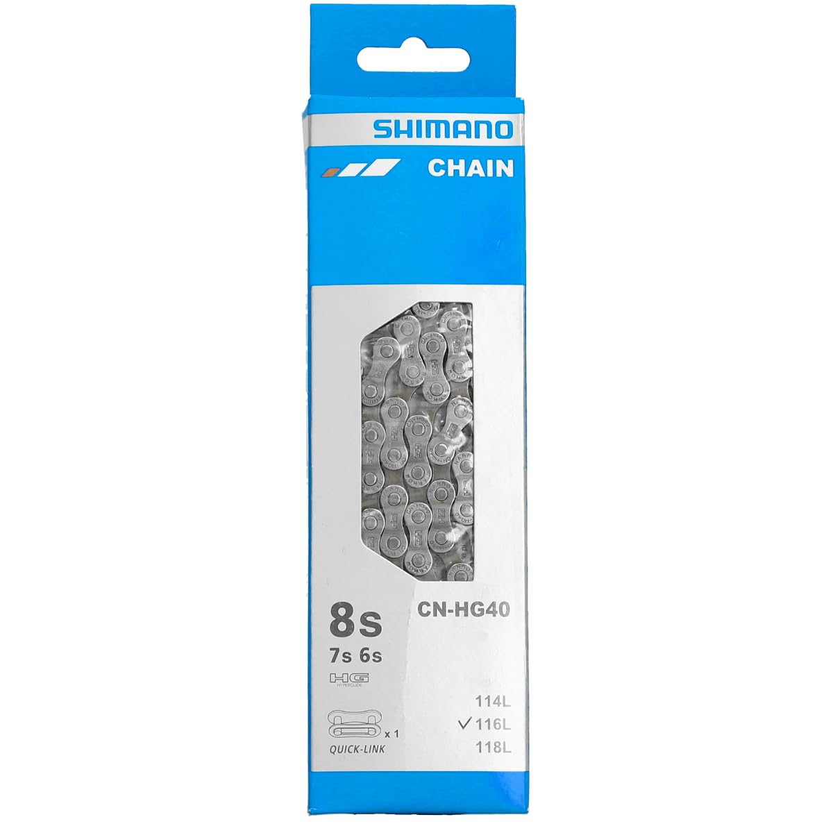 Shimano HG40 116 W/CL Chain - Grey, 6/7/8 Speed