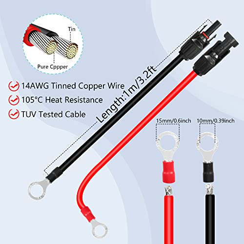 GELRHONR 14AWG Solar Panel Extension Cable with Female and Male Connector, for Home, Shop and RV Solar Panels-(Male/Female) (1M/3.2Ft)