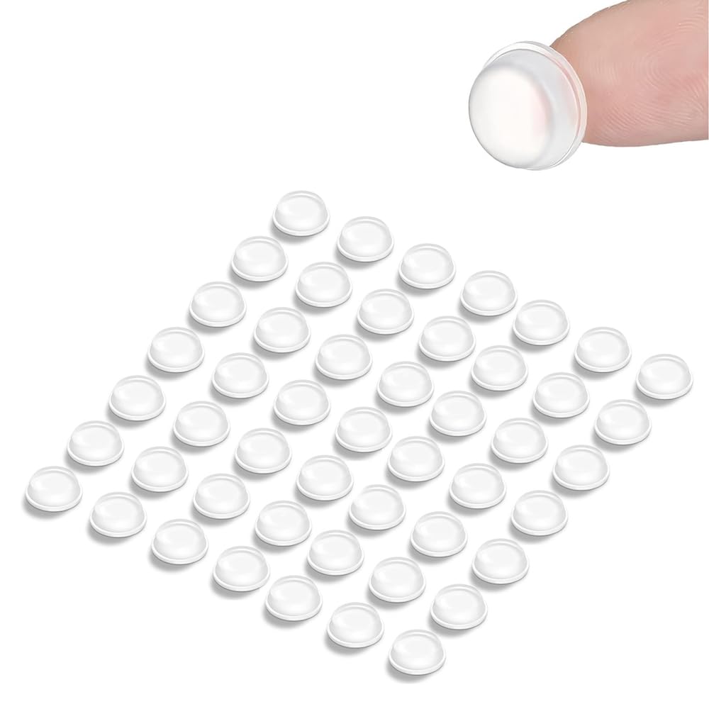 50 Clear Soft Close Pads   Small Silicone Rubber Bumper Pads   Self Adhesive Furniture Door Bumpers   Coaster Feet   Anti Door Slam   Cupboard Door Stoppers