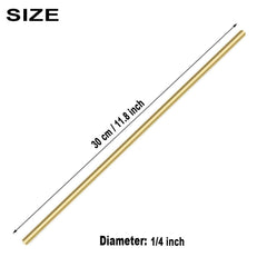 2PCS 6.35mm Brass Rod, Metal Solid Round Brass Rod Pin Lathe Bar Stock for RC Model Airplane Helicopter DIY Craft, 6.35mm in Diameter 300mm in Length